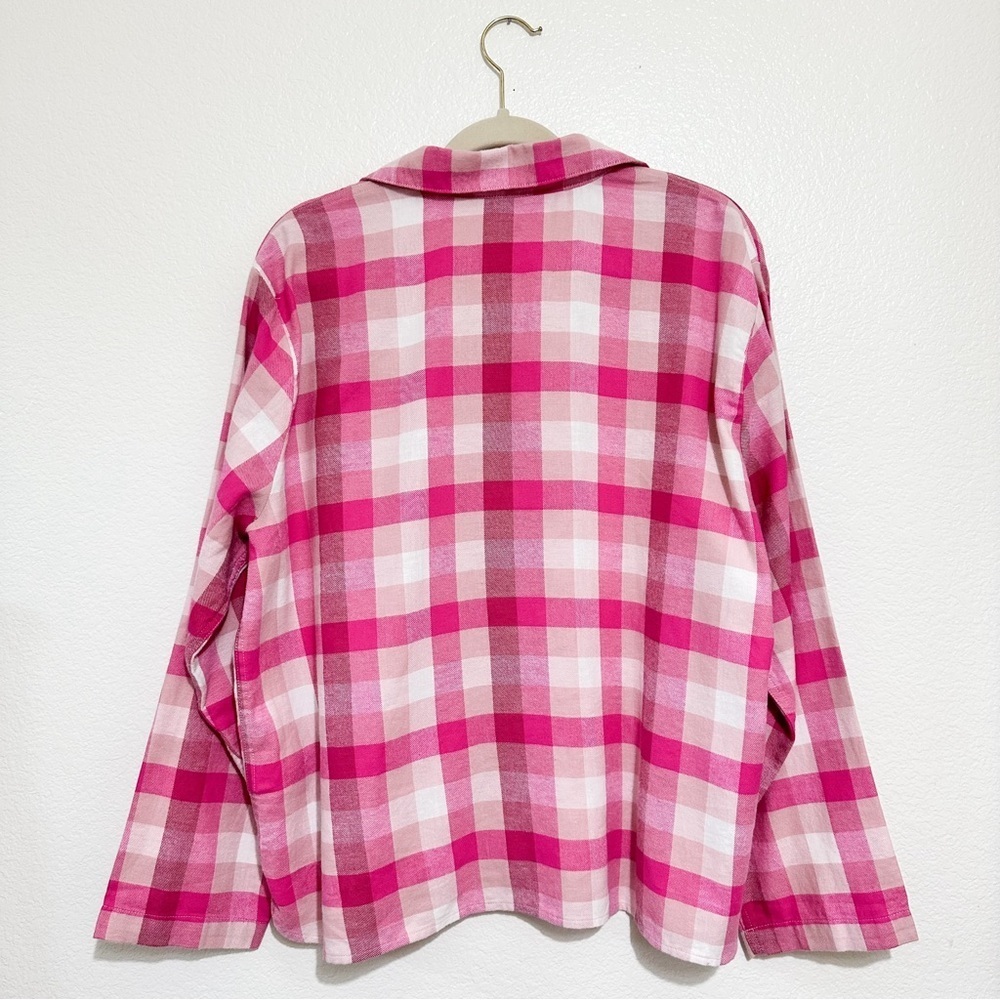 J. Crew Flannel Long Sleeve Pajama Top in Pink XXL - Picture 3 of 3